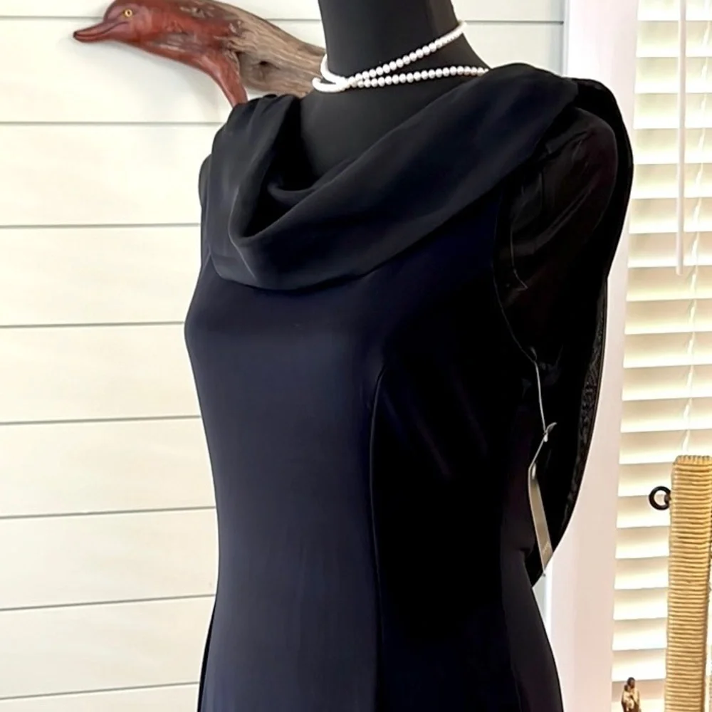 NWT, VTG Fanny Collection, Black,Draped Open-Back,Fishtail Evening Gown,Size 10